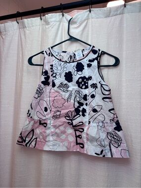 Crewcuts Pink, White & Black Floral Swing Tank